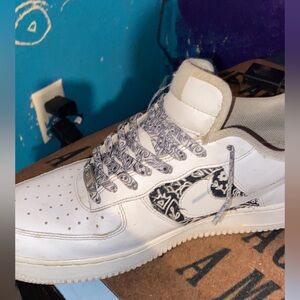 Nike af1 size 11 all white with black bandanna